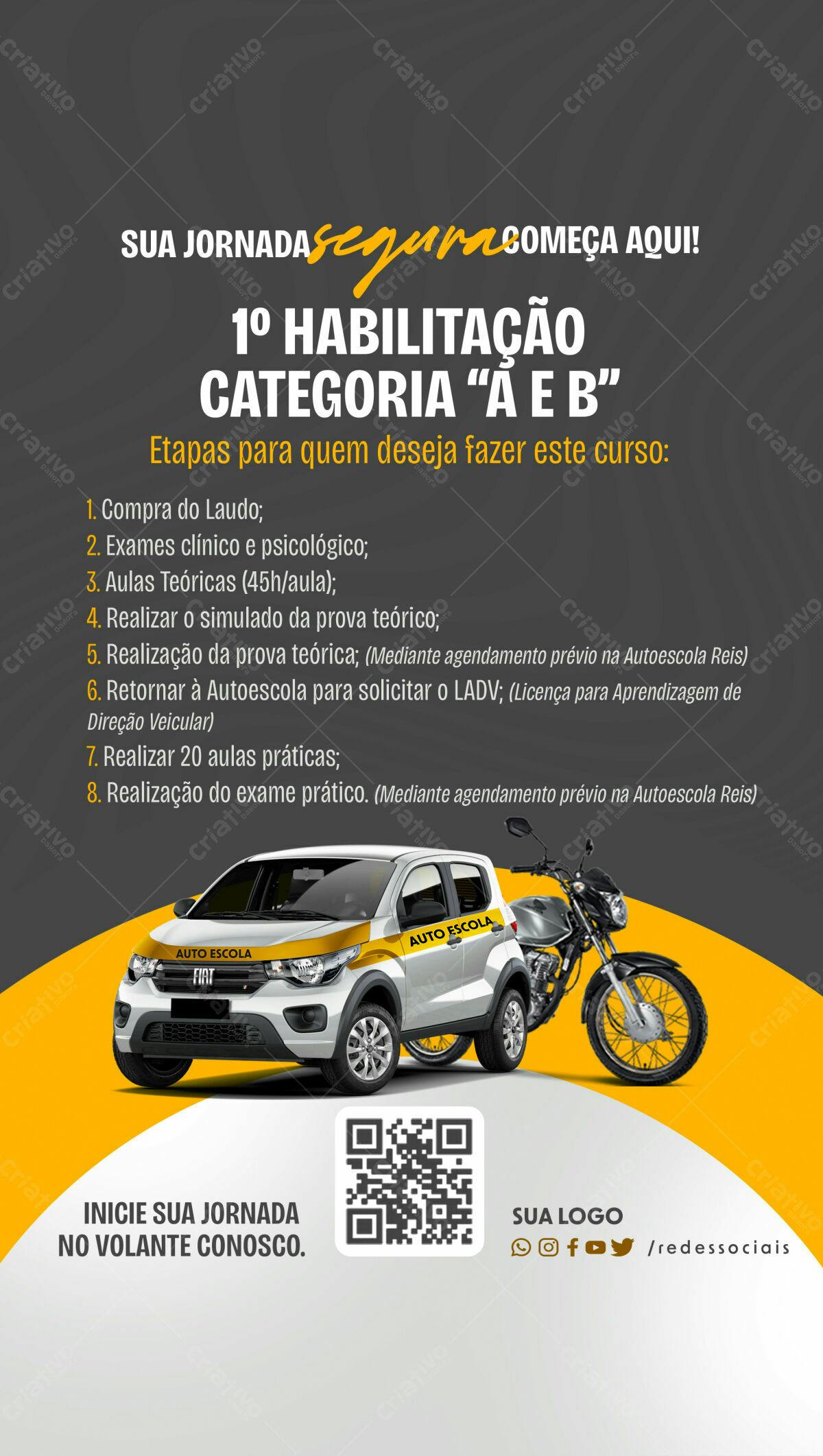 Flyer para Habilitação Categoria A e B PSD Editável