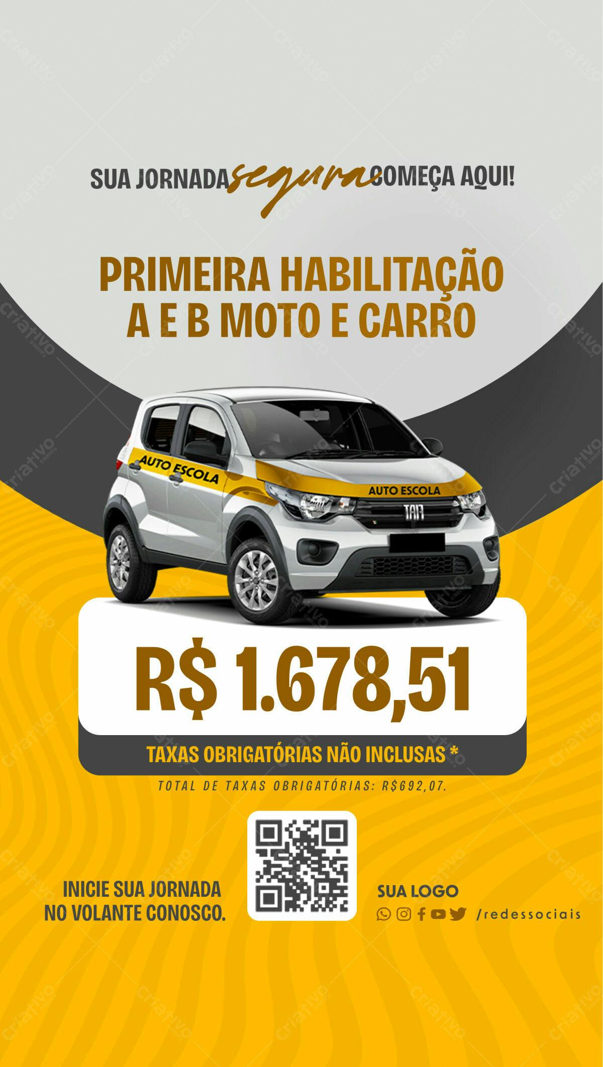 Flyer para Habilitação de Moto e Carro PSD Editável
