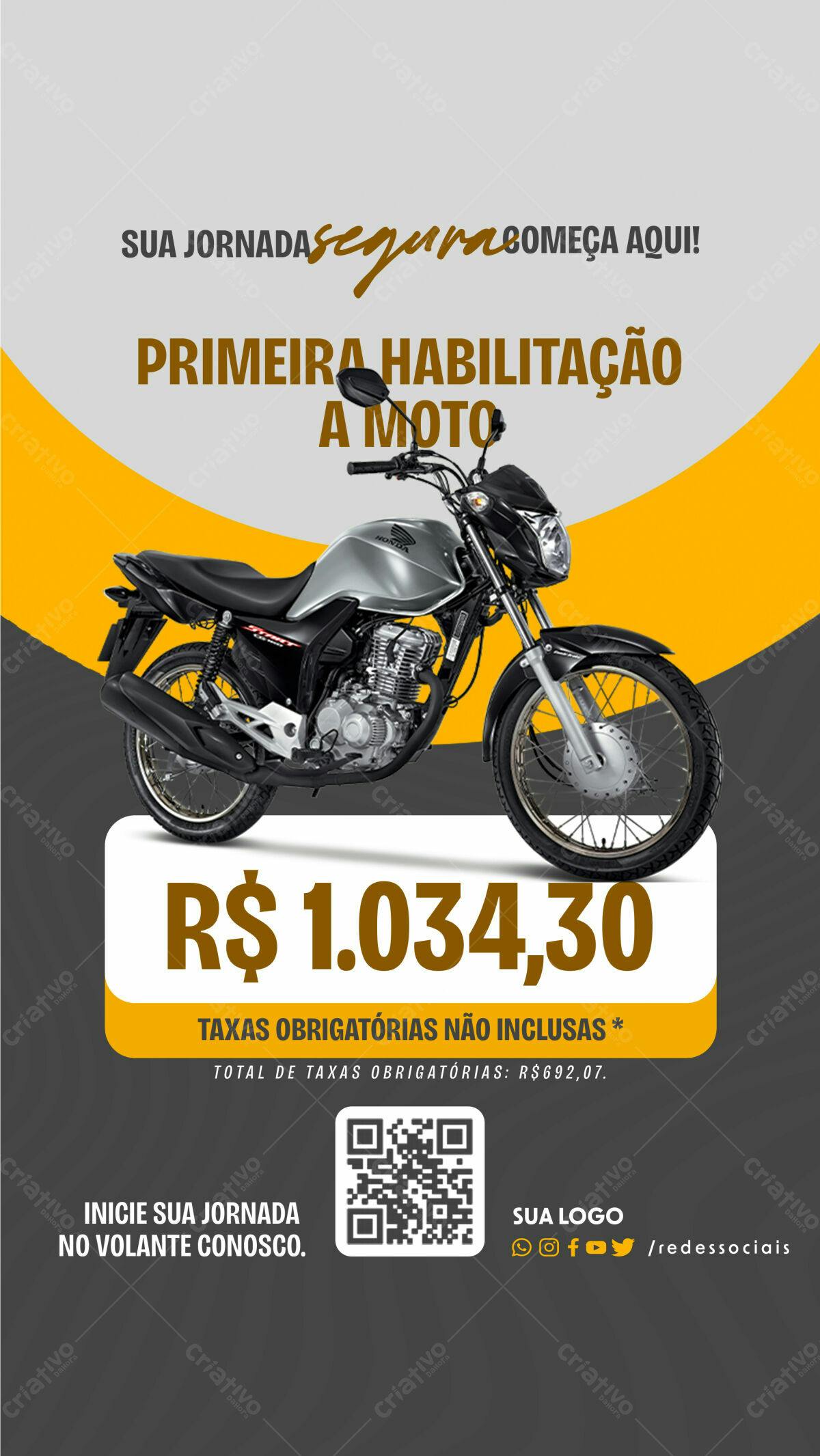 Flyer Primeira Habilitação Moto PSD Editável