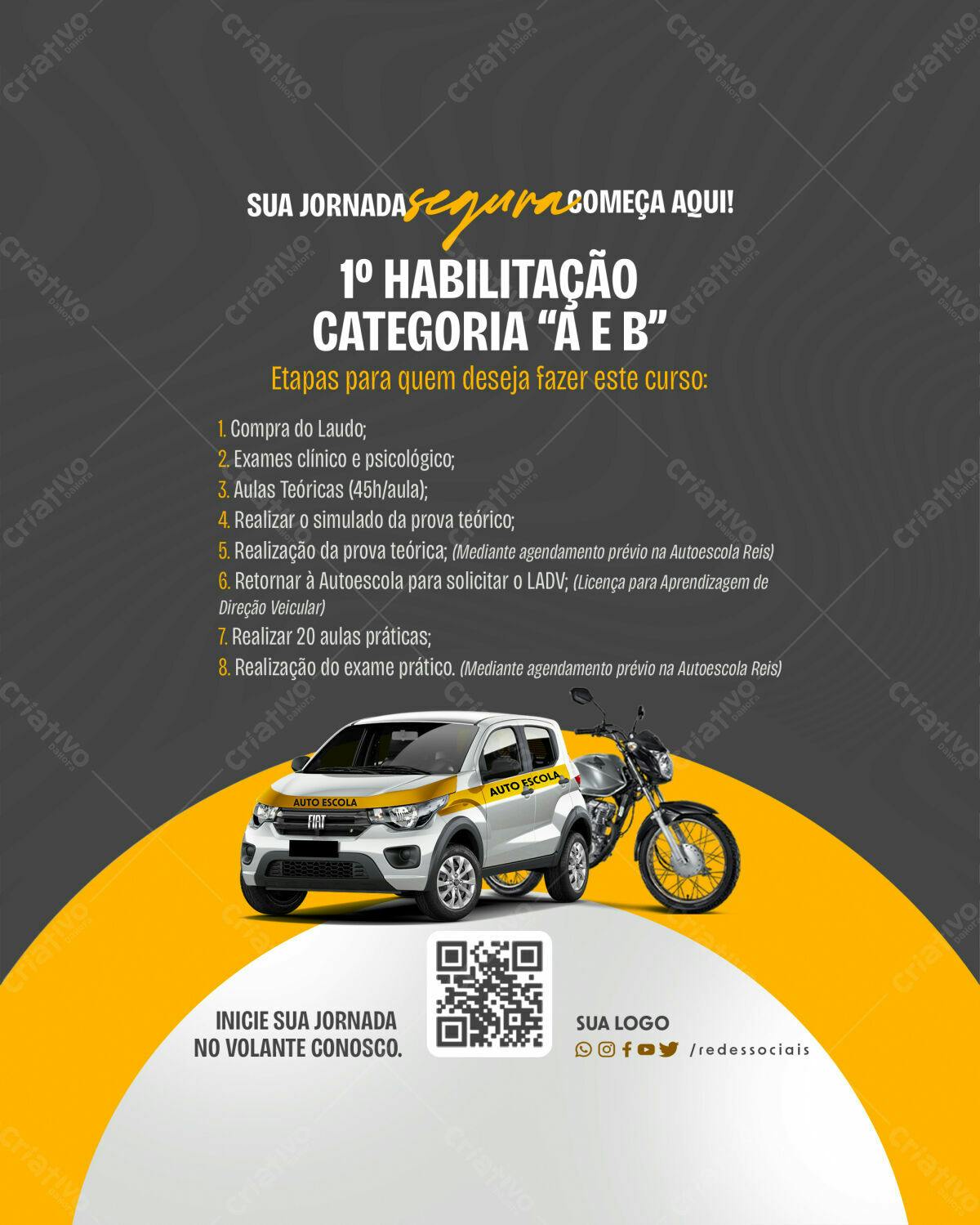 Flyer para Habilitação Categoria A e B PSD Editável