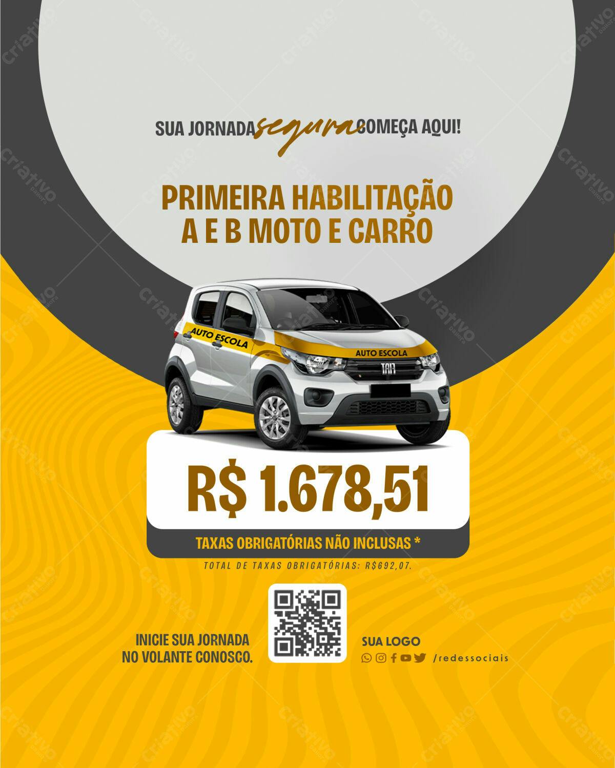 Flyer para Habilitação Auto e Moto PSD Editável