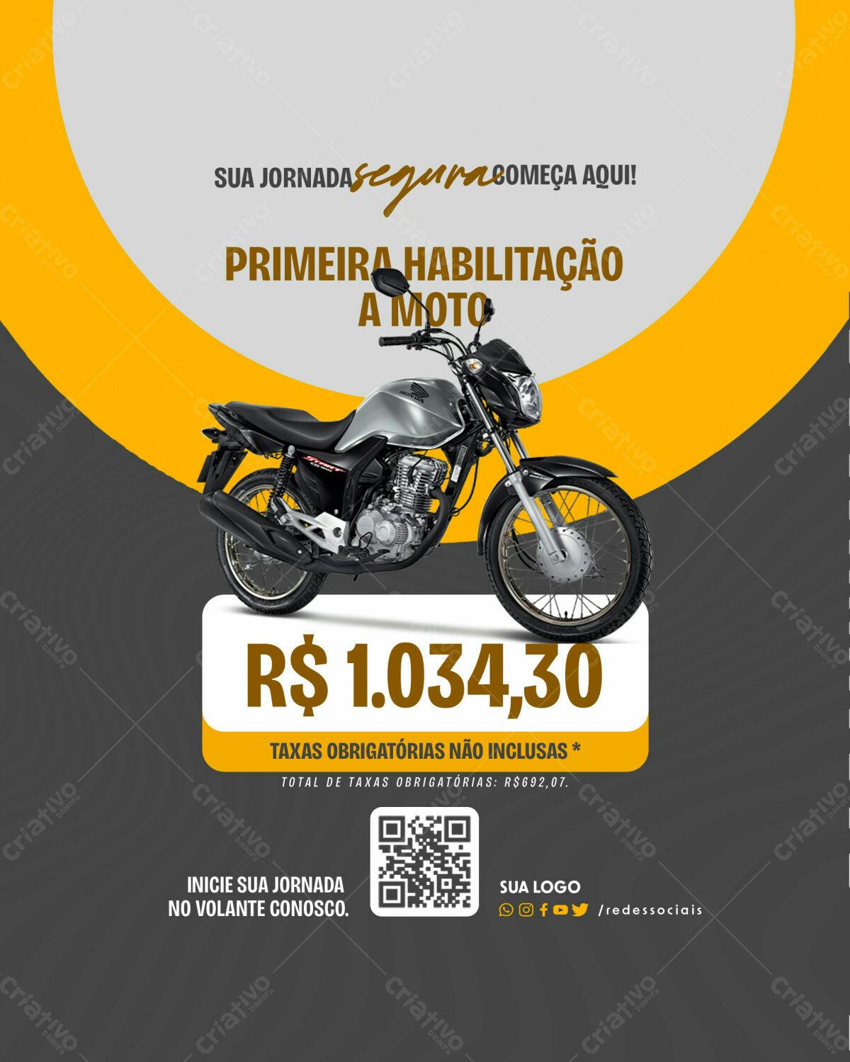 Flyer Primeira Habilitação Moto PSD Editável