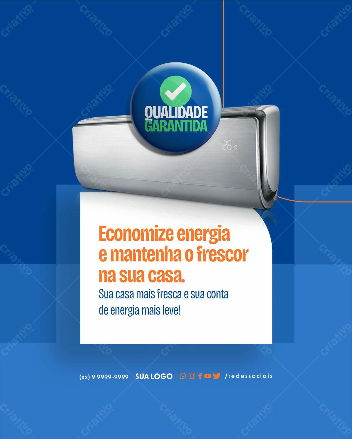 Postagem para Redes Sociais Ar Condicionado PSD Editável