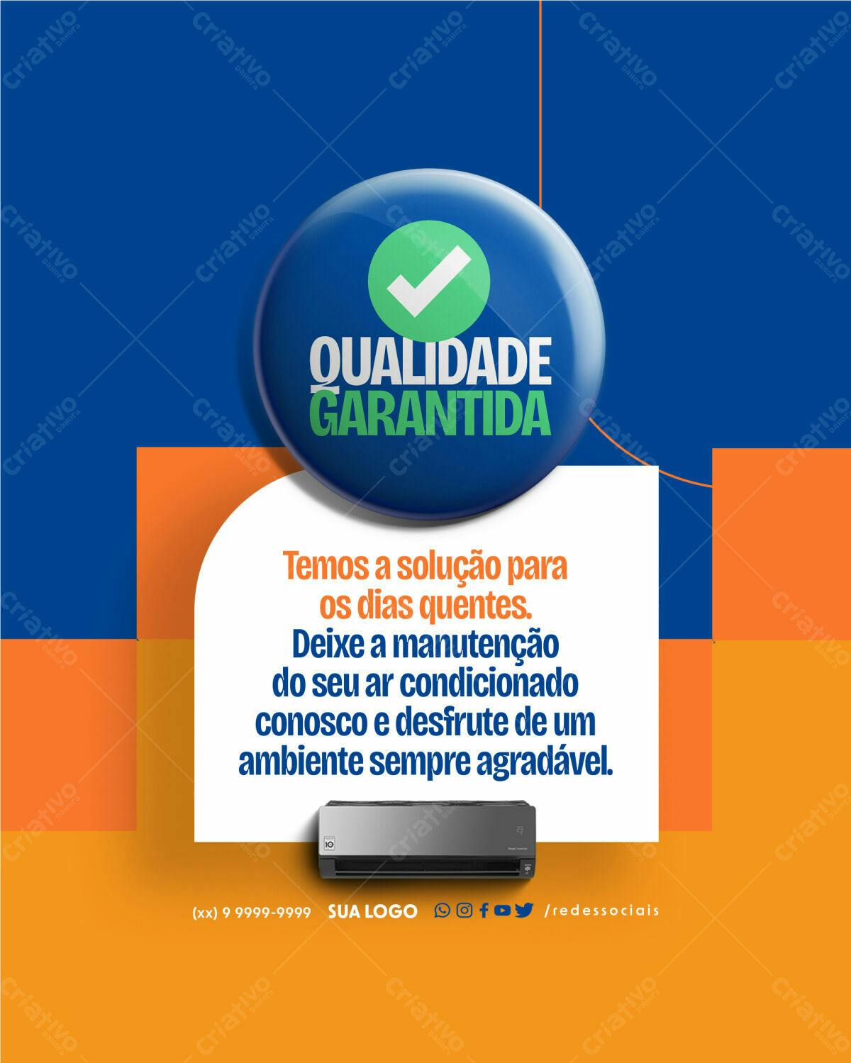 Post para Redes Sociais Ar Condicionado PSD Editável