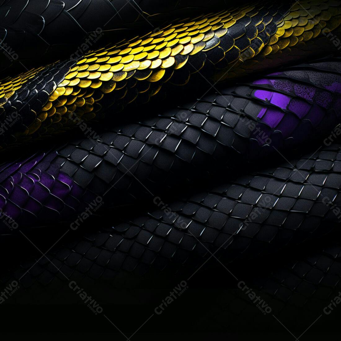 Textura de Pele de Cobra em Preto Ouro e Roxo