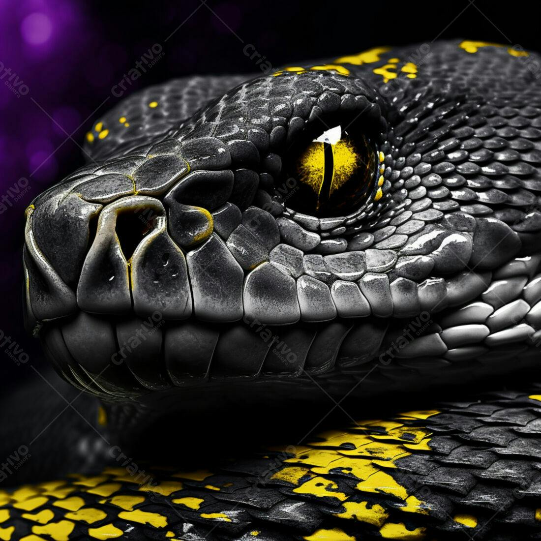 Cobra Negra e Amarela Olho Amarelo