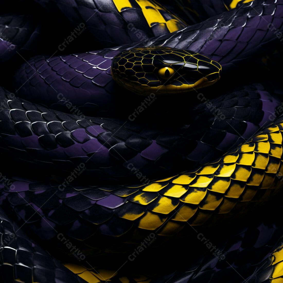 Cobra Negra e Amarela Enrolada