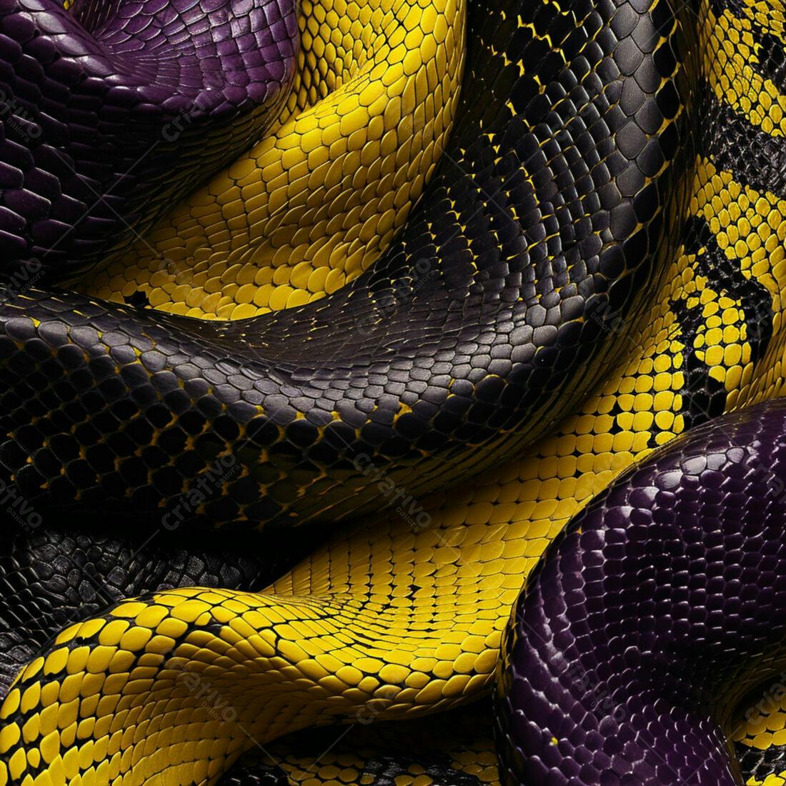 Pele de Cobra Amarela e Roxa Textura