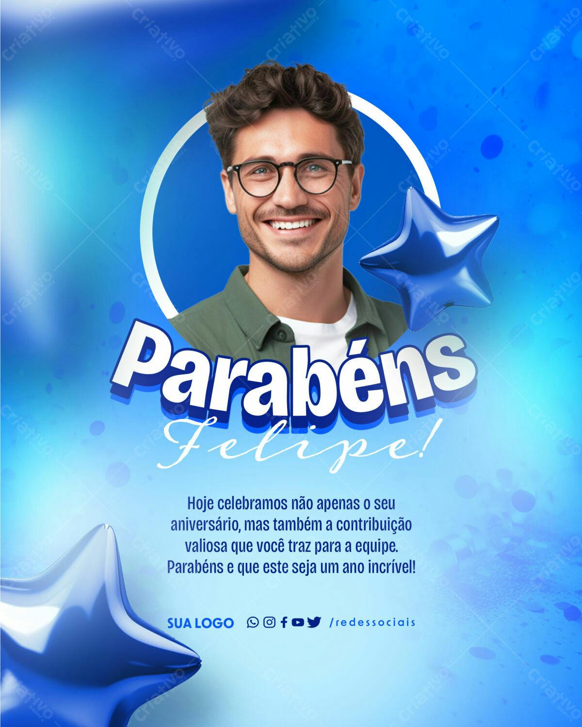 Postagem de Parabéns PSD Editável