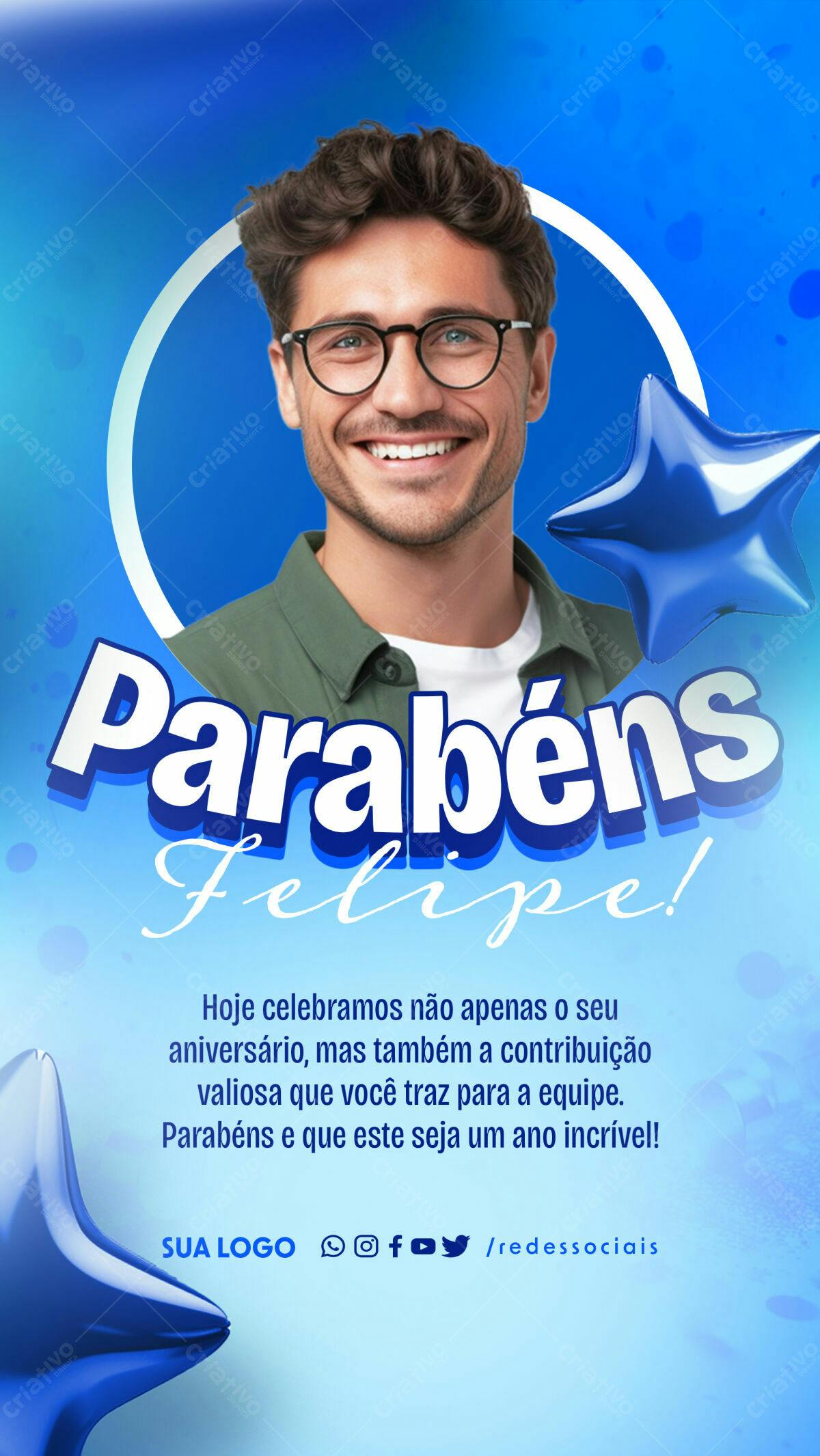 Flyer de Parabéns para Aniversário PSD Editável