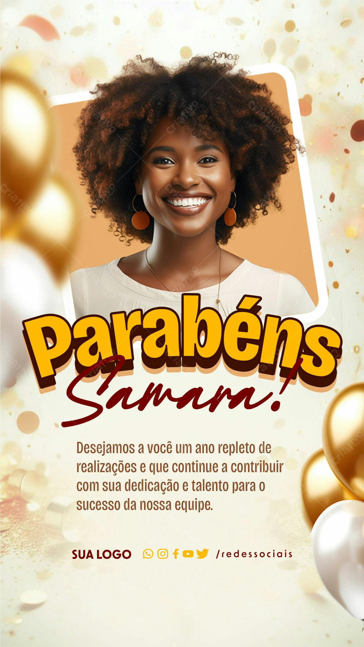 Postagem Aniversário para Redes Sociais PSD Editável