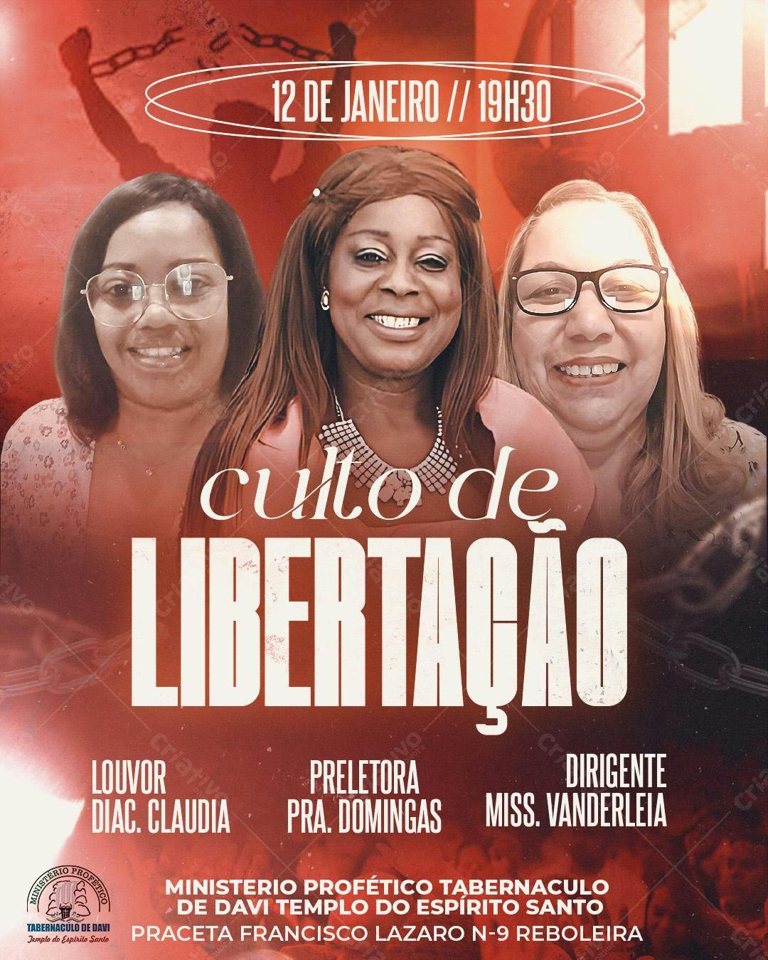 Flyer para Culto de Libertação PSD Editável