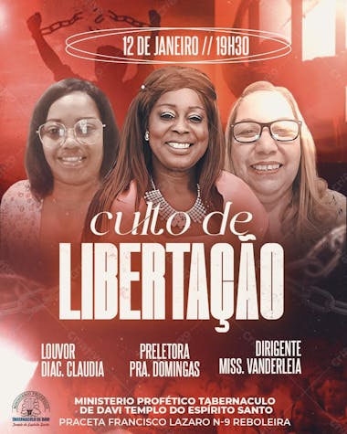 Social media gospel culto de libertação psd editável