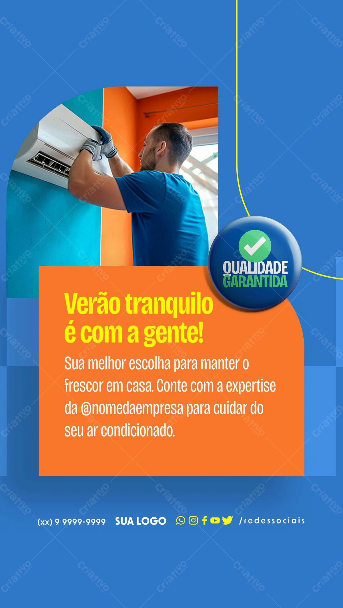 Flyer Verão para Ar Condicionado PSD Editável