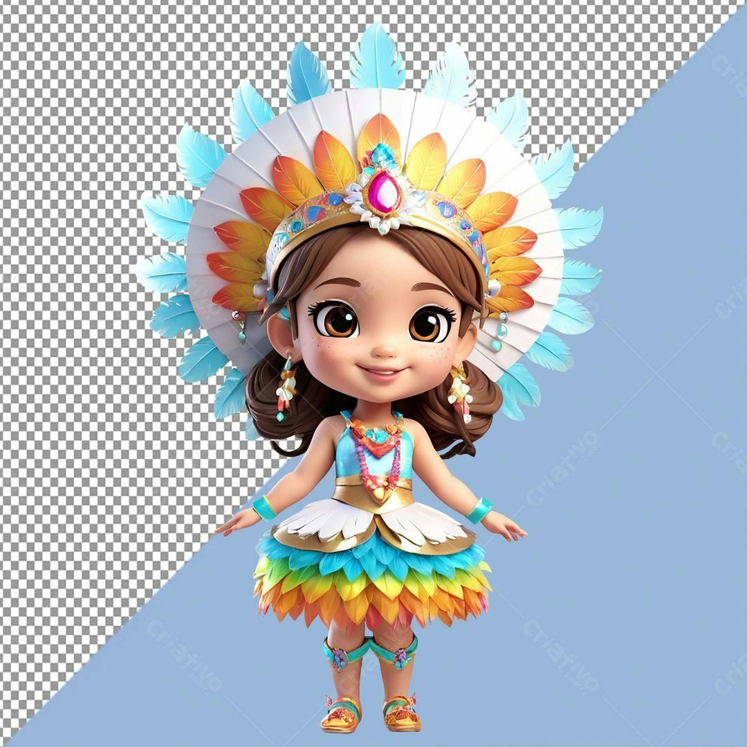 Icone menina indígena PNG com fundo transparente