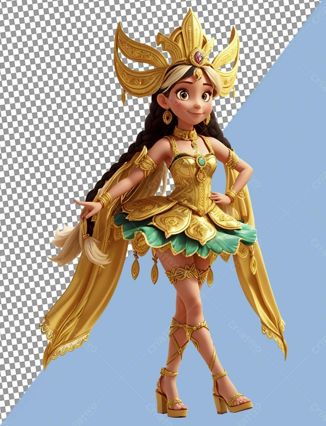 Icone Princesa Dourada PNG com fundo transparente
