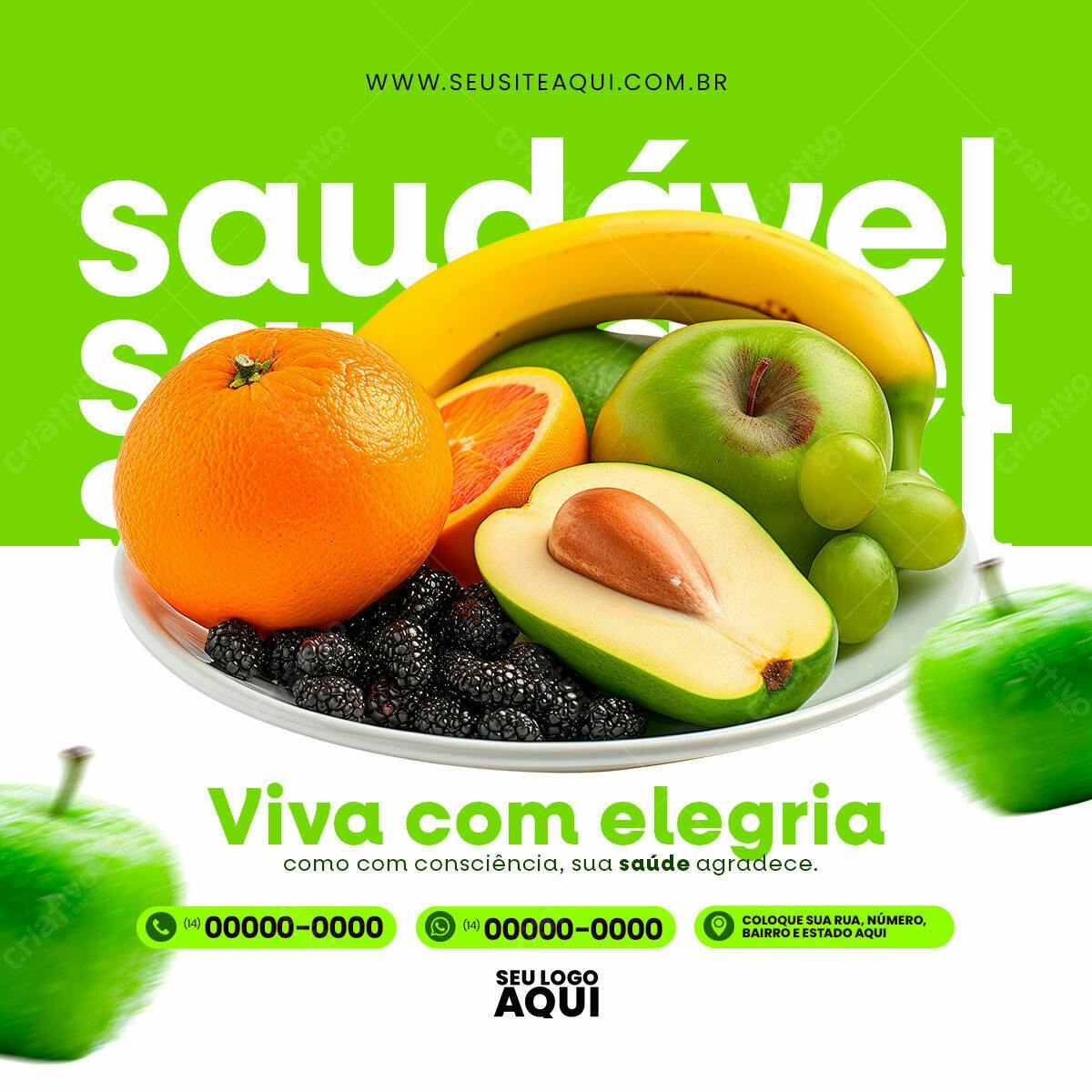 Flyer Alimentação Saudável PSD Editável