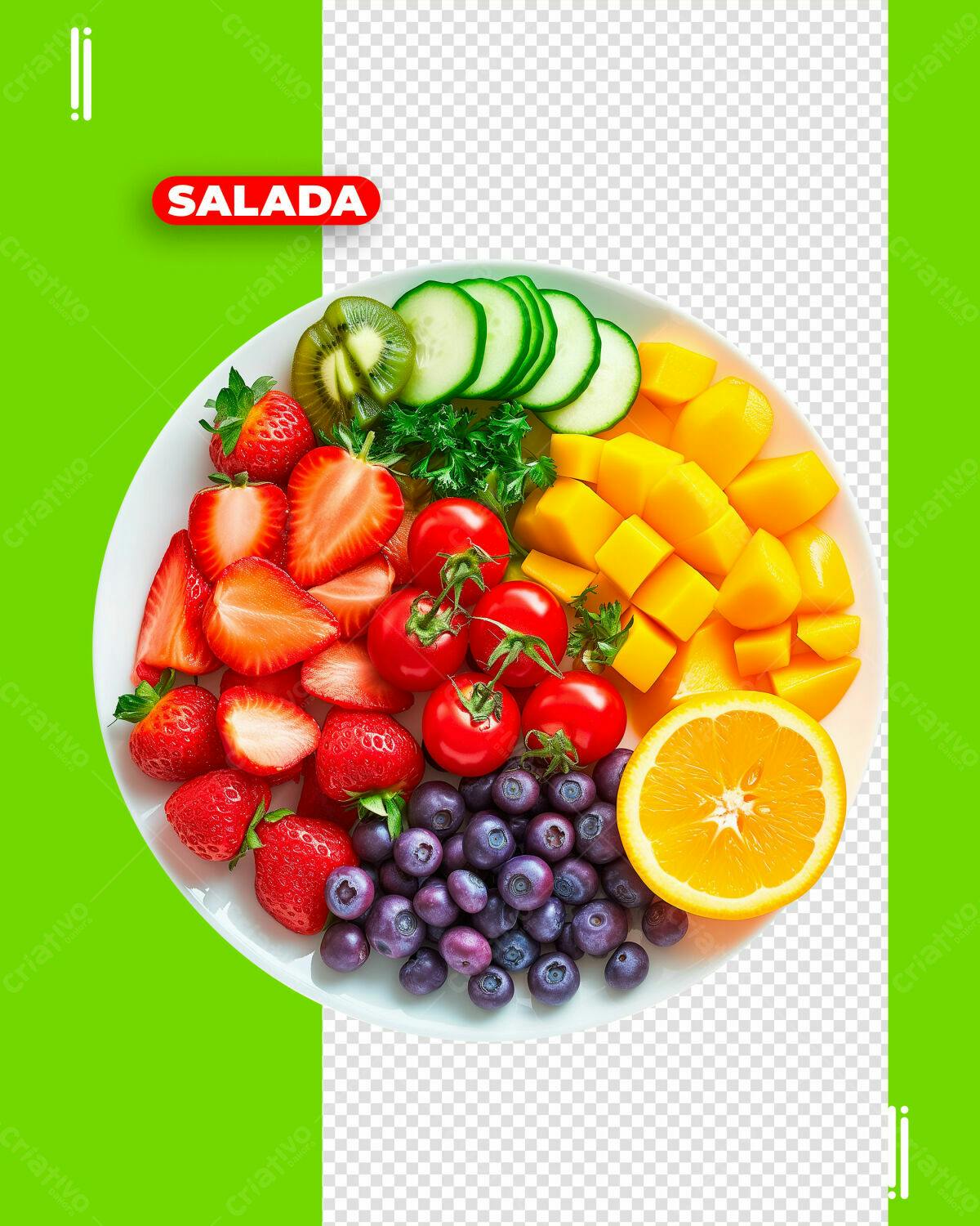 Post para Redes Sociais de Salada de Frutas PSD Editável