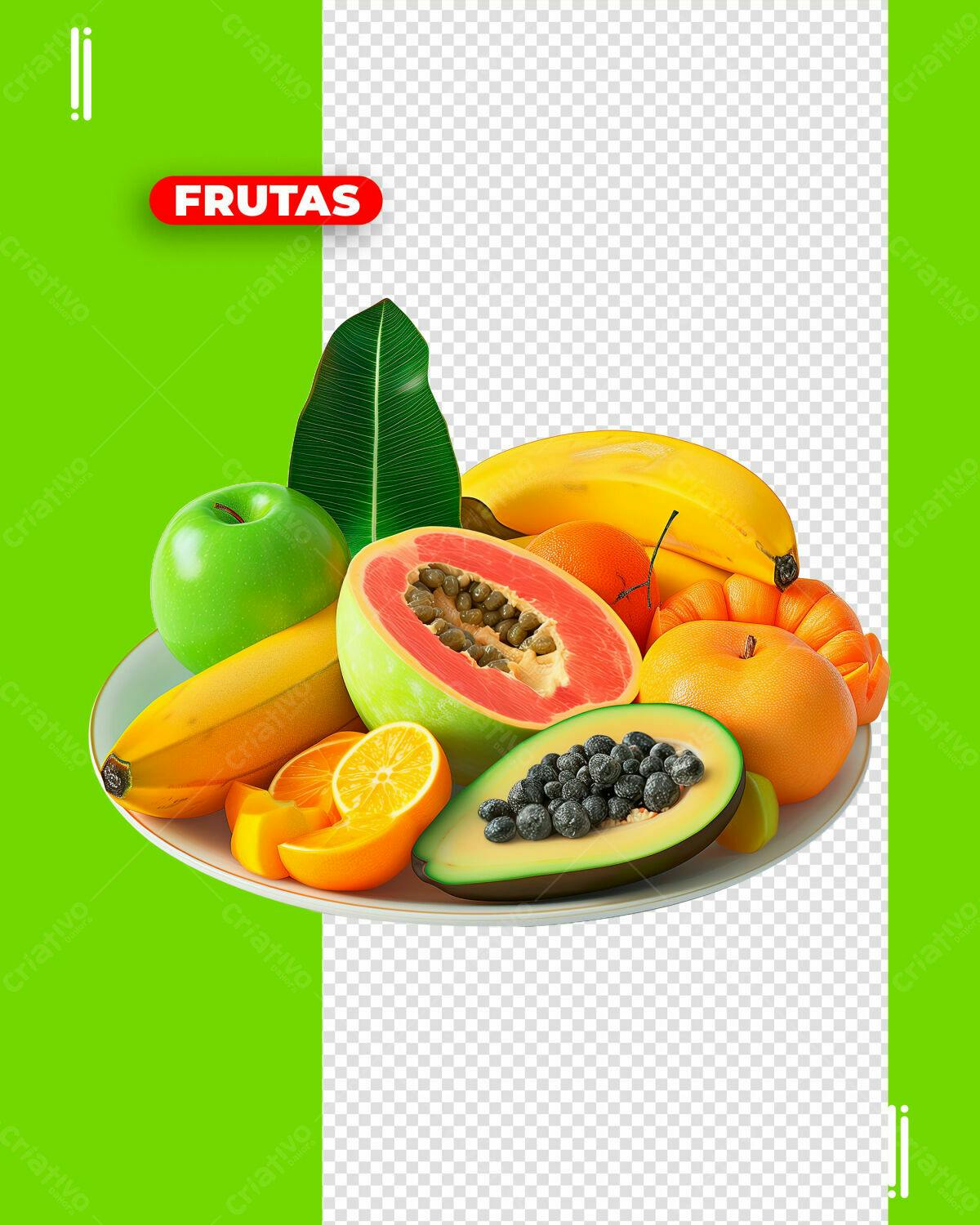 Flyer Frutas Tropicais PSD Editável