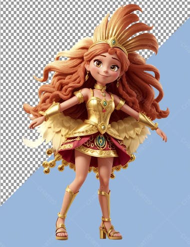 Carnaval 3d , personagem 3d, png, fantasia, mulher, cabelos grandes