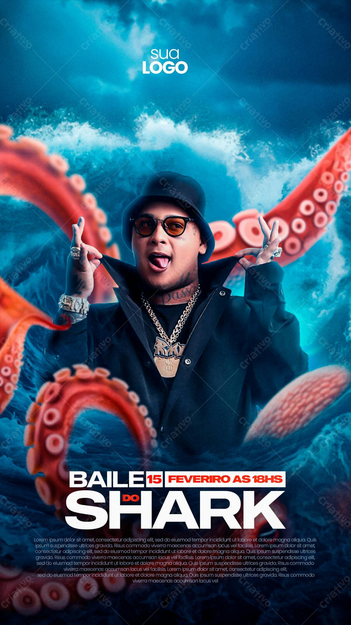 Flyer Baile do Shark PSD Editável
