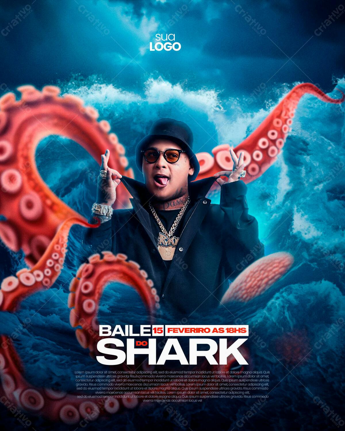 Flyer Baile do Shark PSD Editável