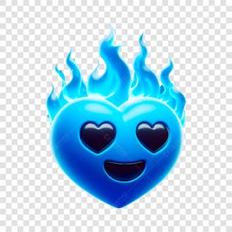 Emoji de coração 3d azul flamejante elemento png