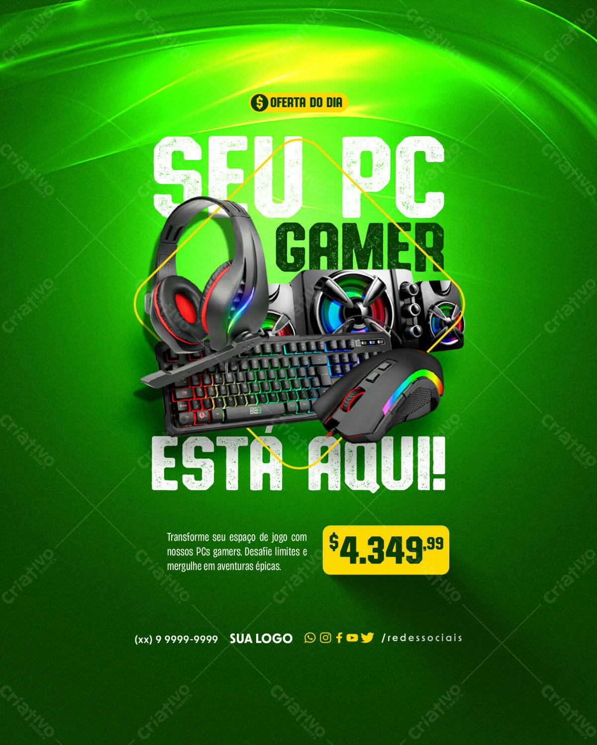 Flyer para Promoção de PC Gamer PSD Editável