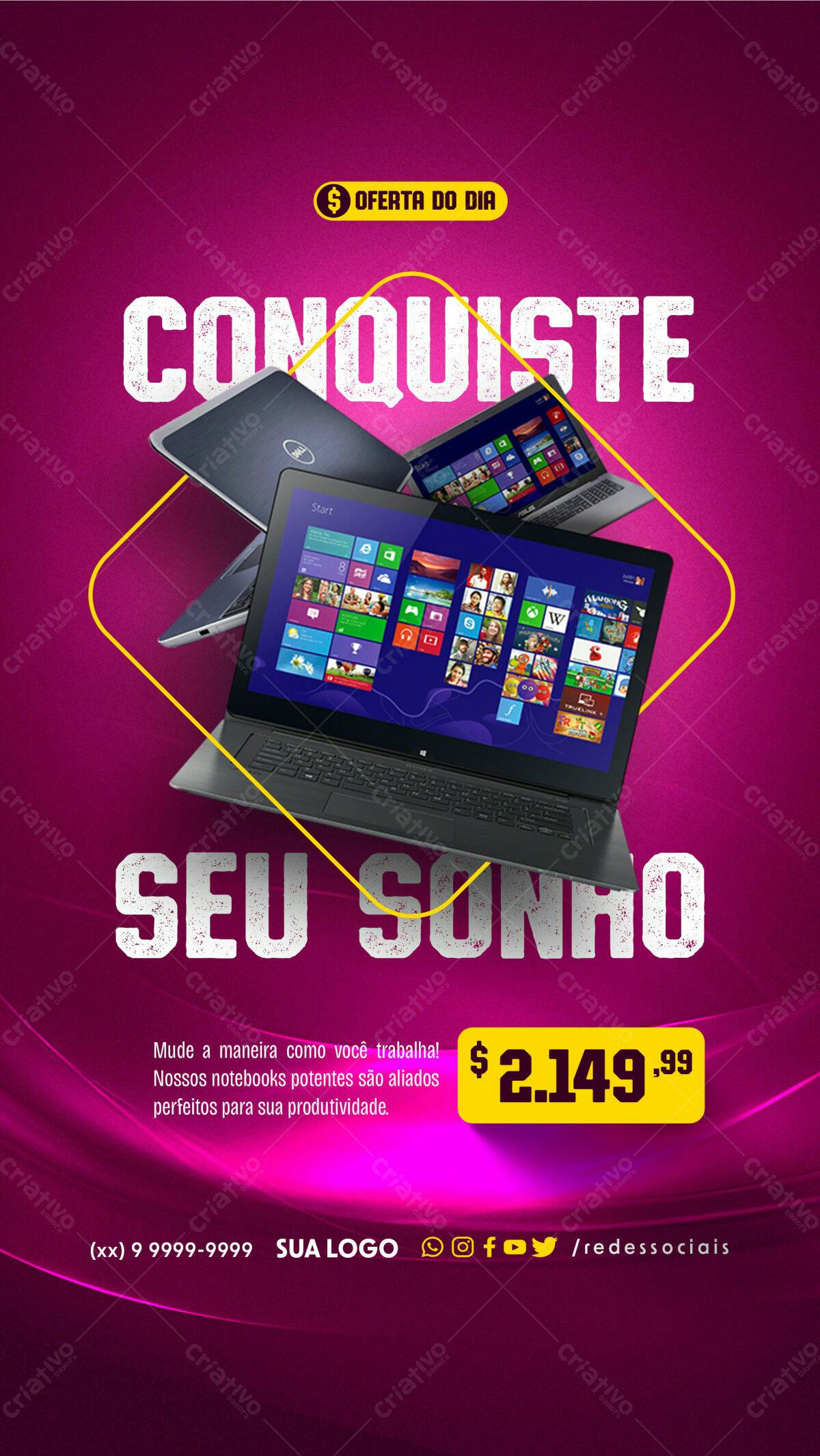 Flyer Notebooks Promoção PSD Editável