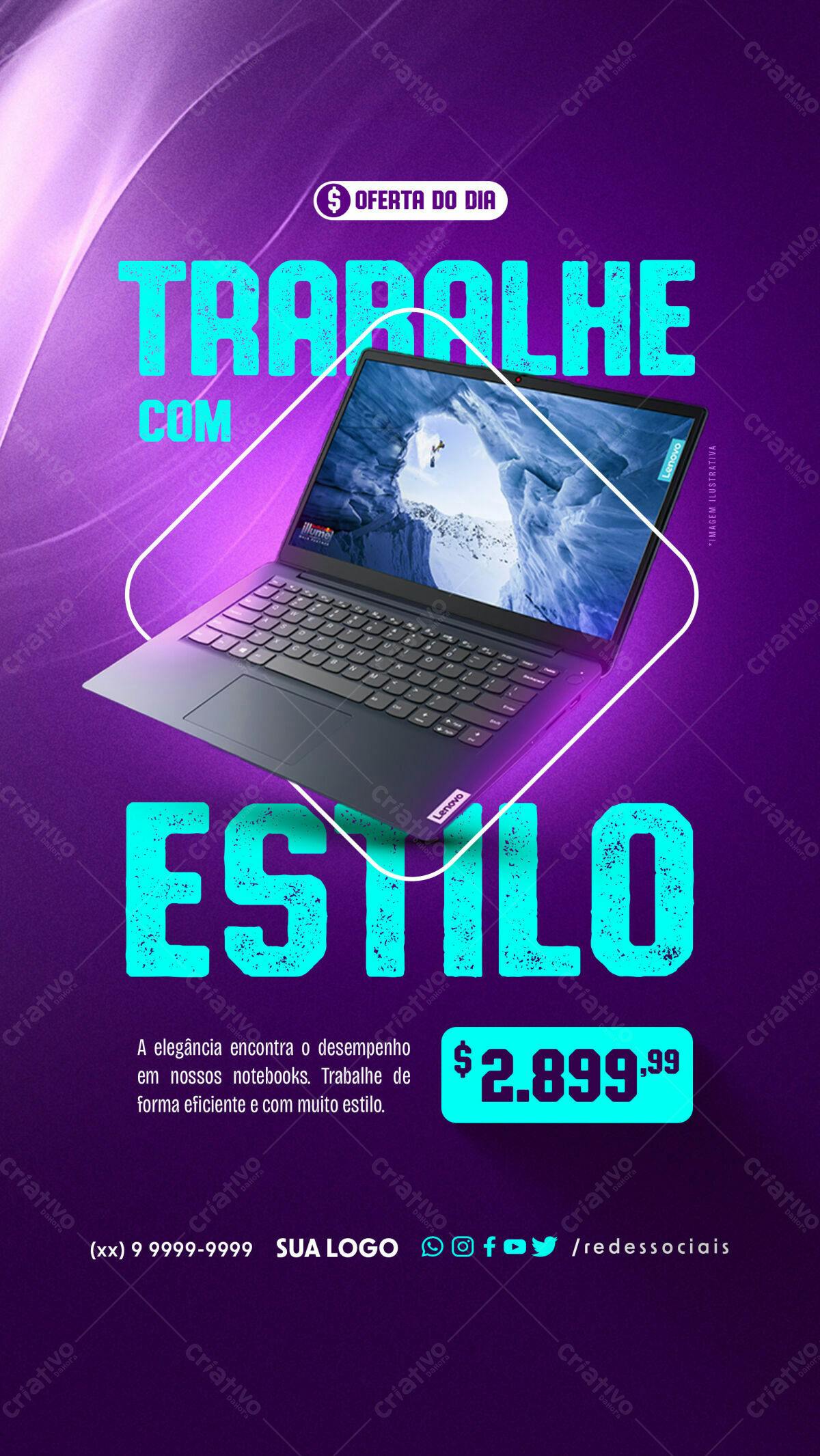 Flyer para Promoção de Notebook PSD Editável