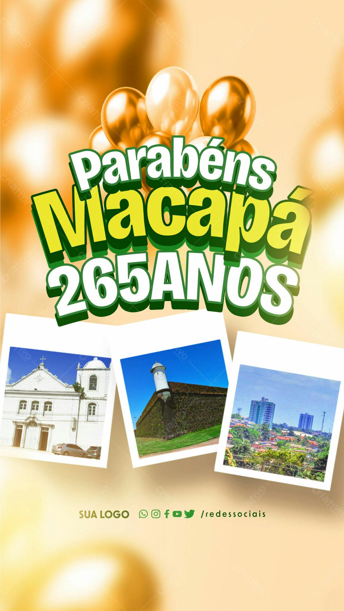 Flyer Aniversário Macapá 265 anos PSD Editável