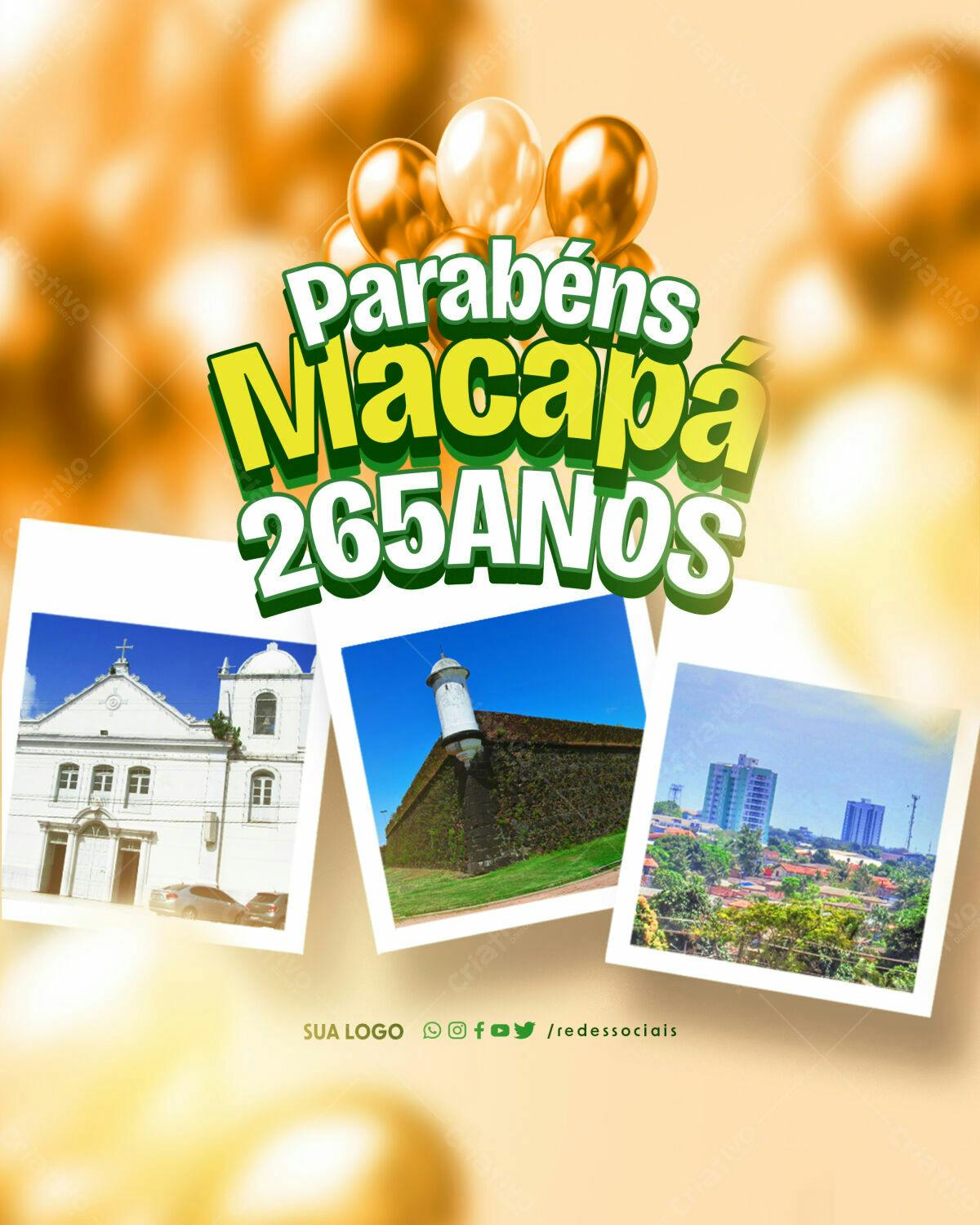 Flyer Aniversário Macapá 265 anos PSD Editável