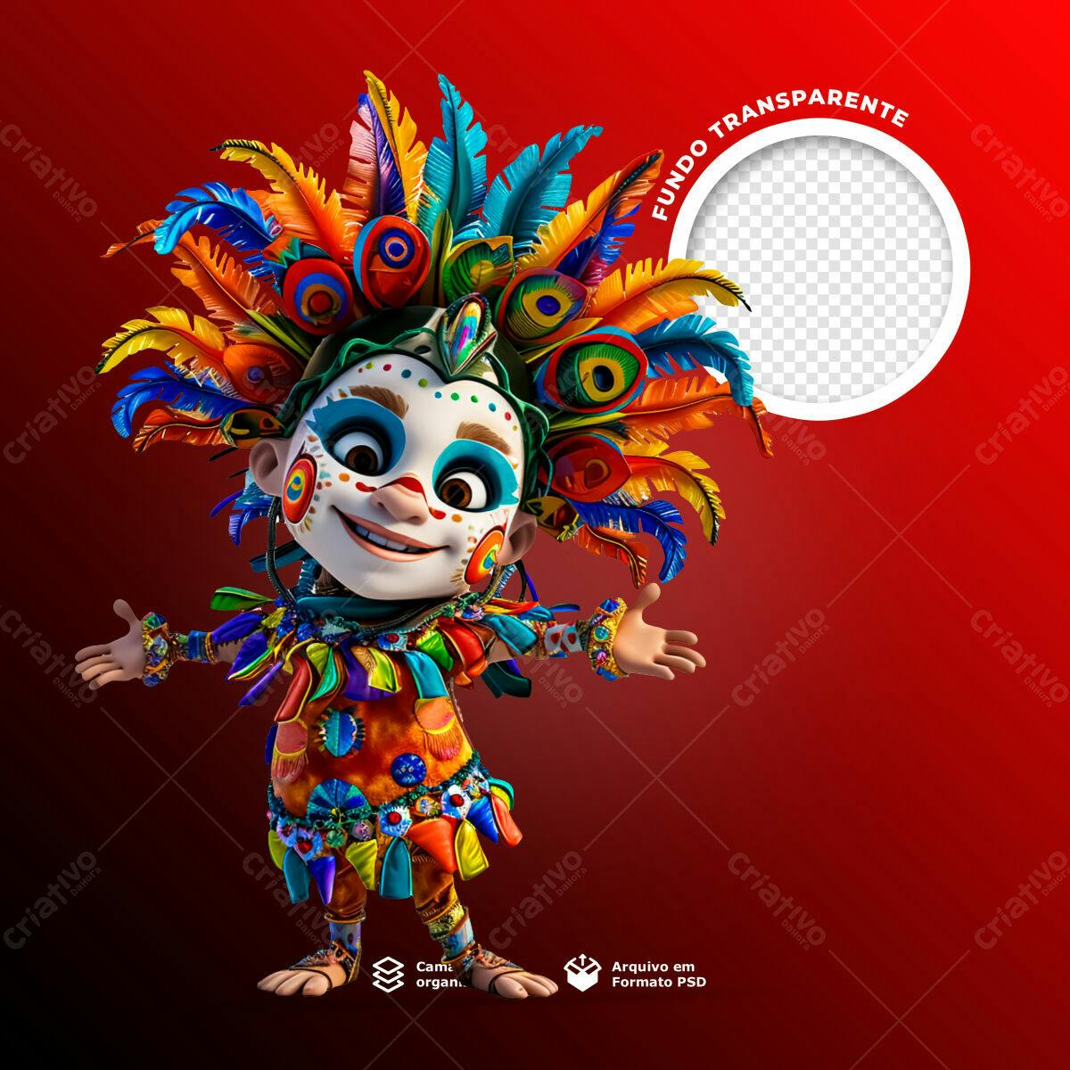 PSD Personagem Carnavalesco para Mídias Sociais PSD Editável