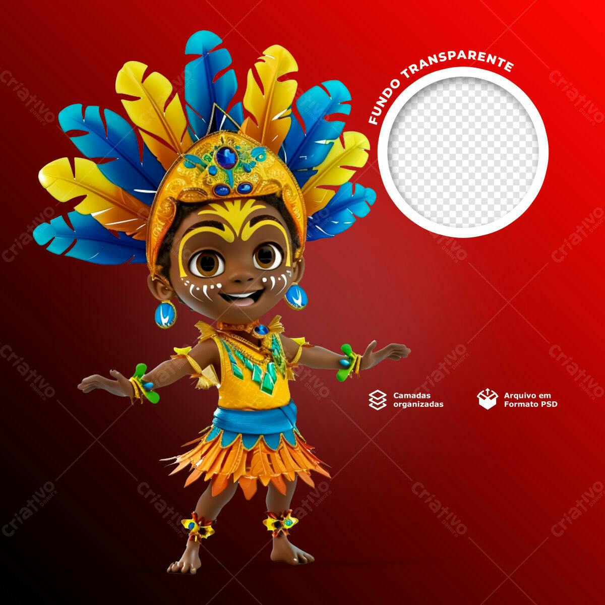 PSD Personagem Carnaval Infantil Editável
