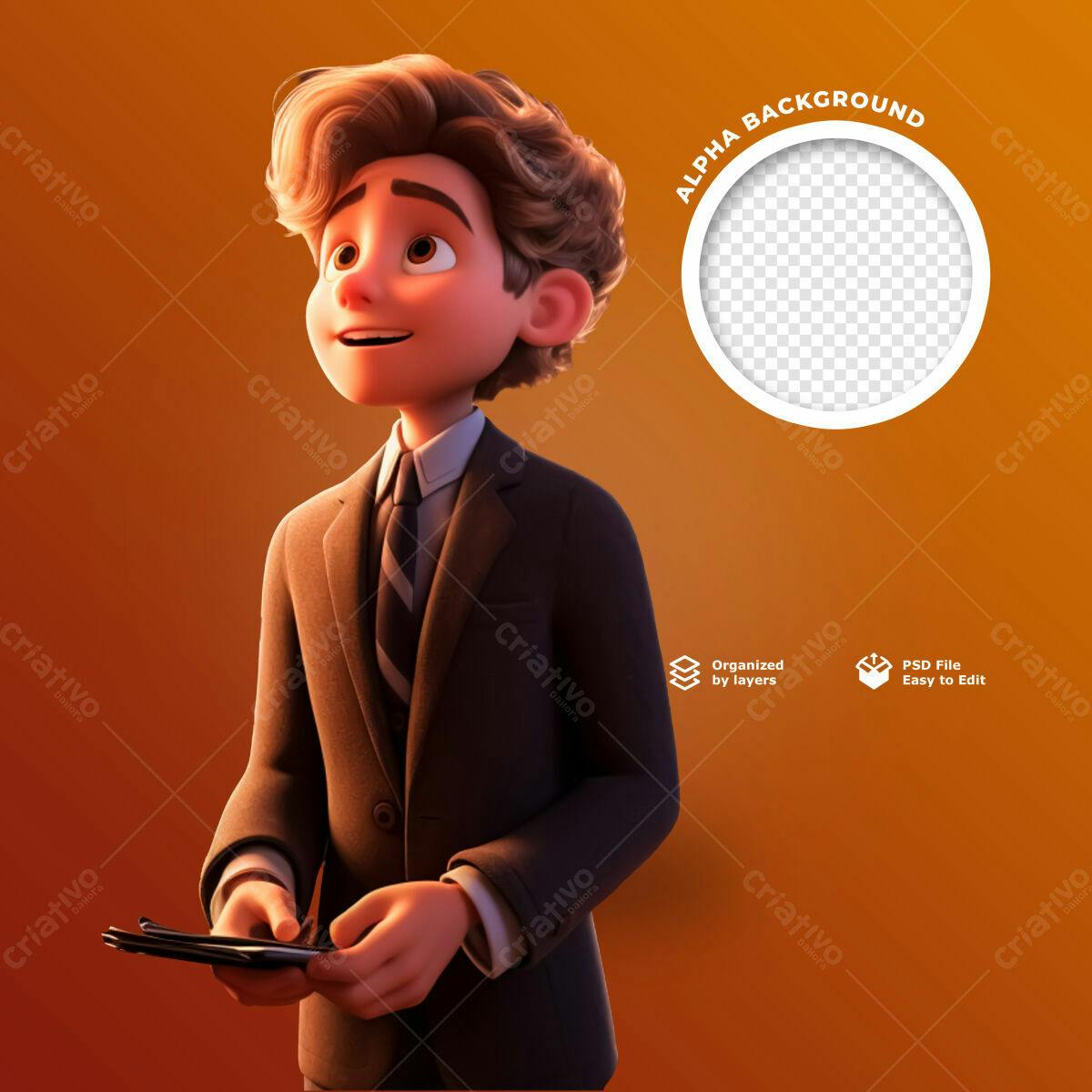 Banner Empresarial com Personagem Cartoon PSD Editável