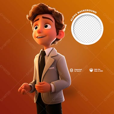 Personagem 3d de um menino evangelico