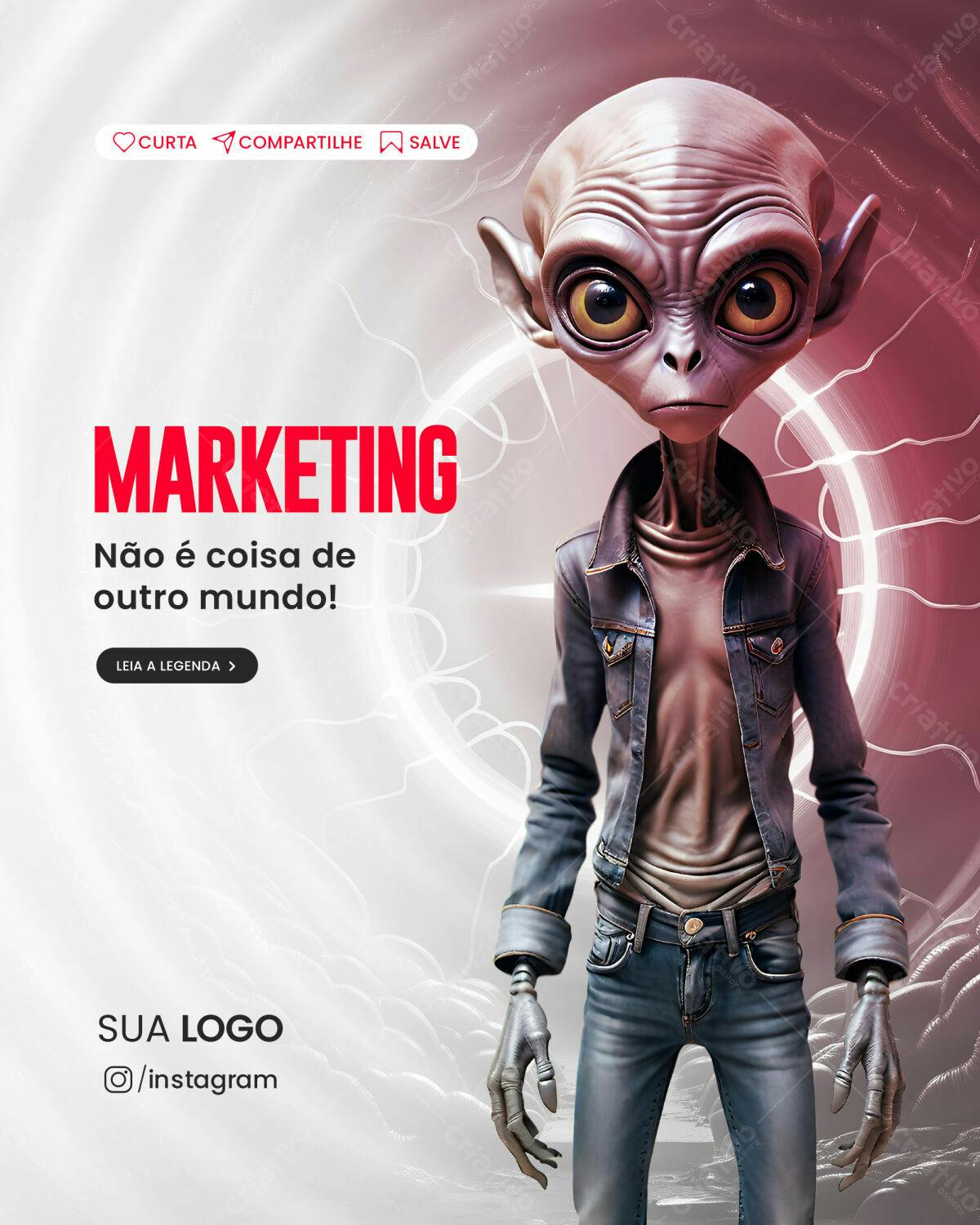 Post para Redes Sociais com Alien PSD Editável