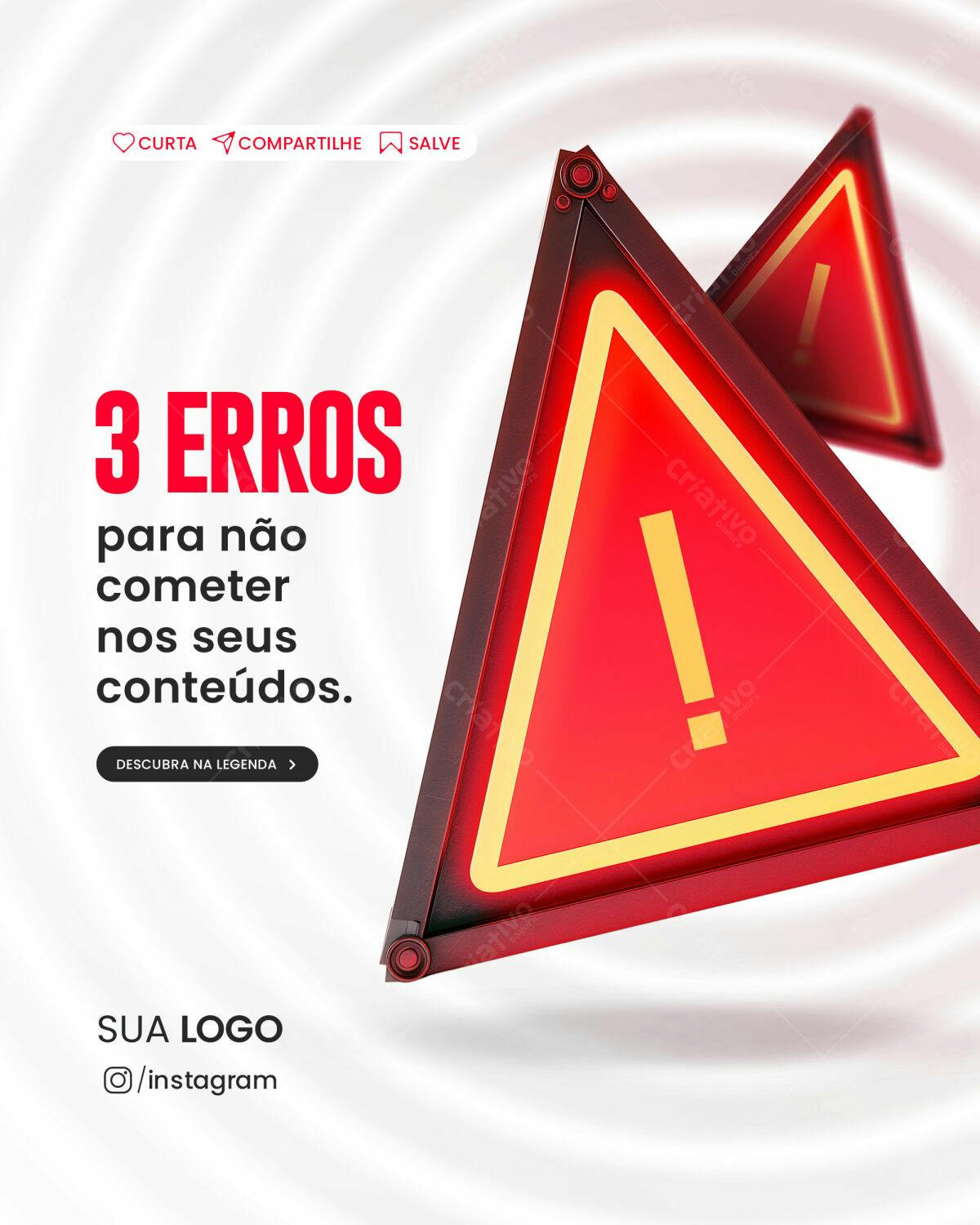 Post para Redes Sociais com Triângulos Vermelhos PSD Editável