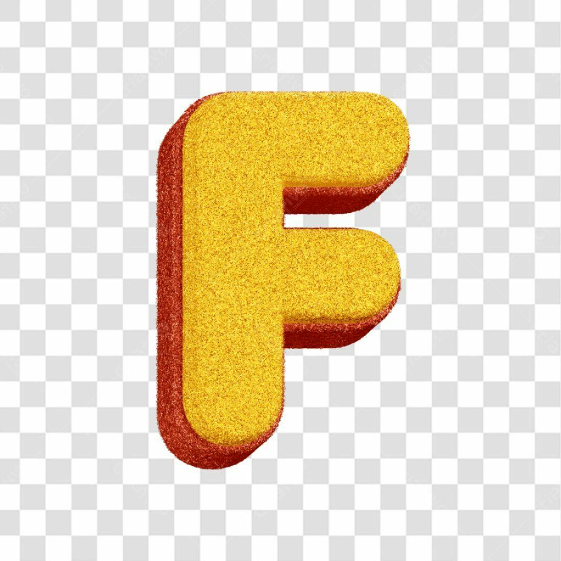 Icone Letra F Dourada e Vermelha PNG com fundo transparente