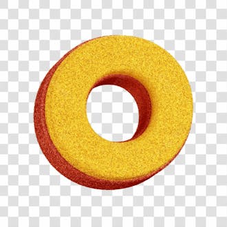 Assets 3d carnaval letra o em 3d com glitter amarela contorno vermelho fundo transparente