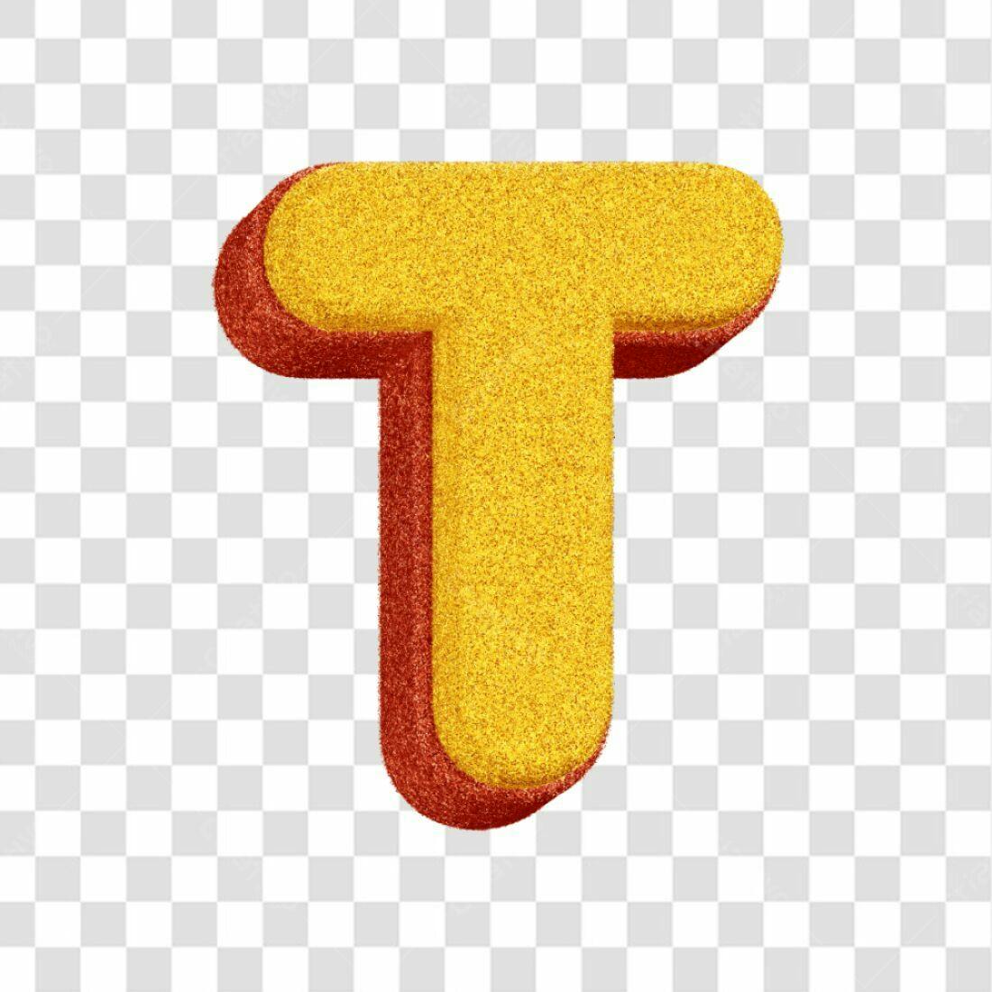 Icone Letra T Dourada PNG com fundo transparente