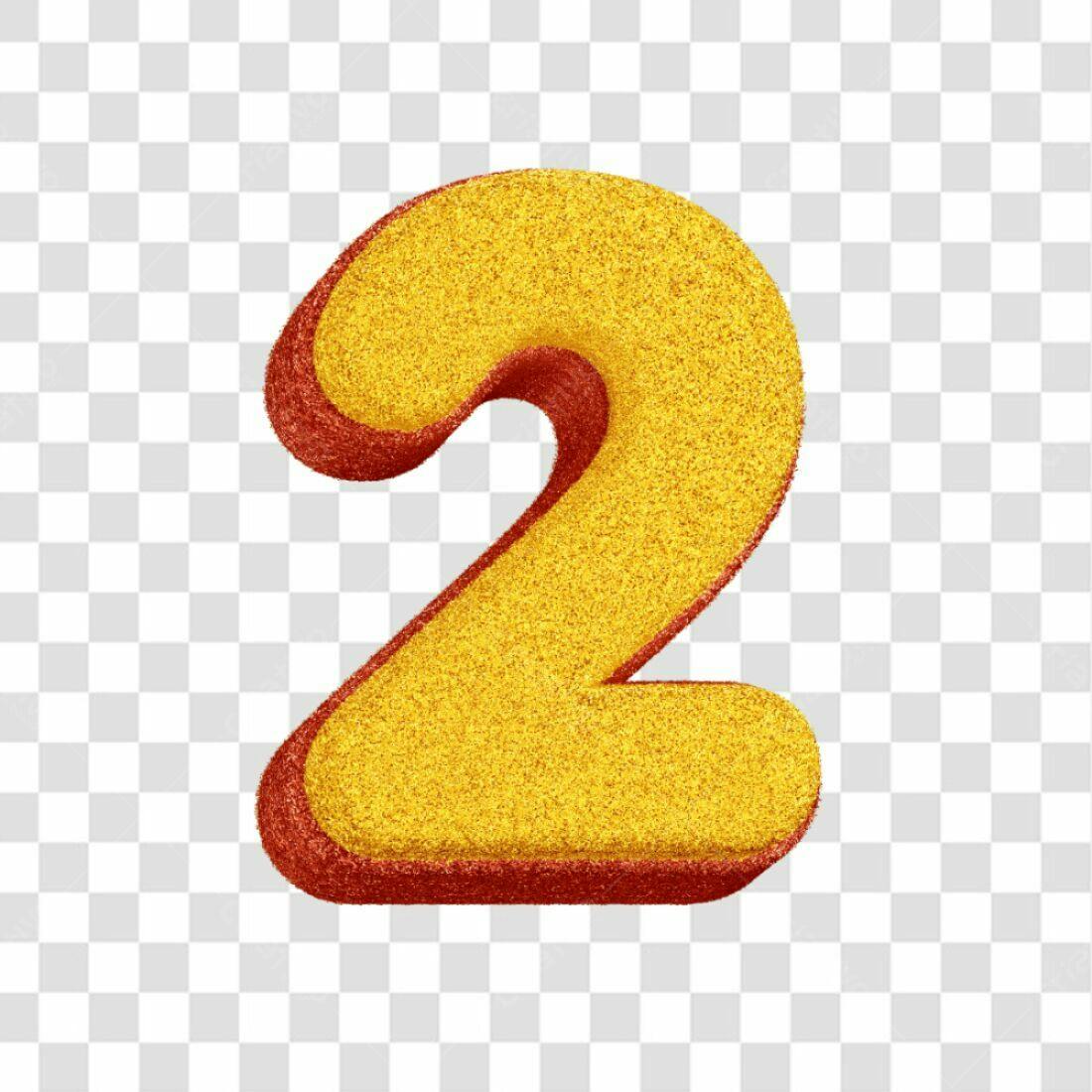 Icone Numero 2 Dourado e Vermelho PNG com fundo transparente