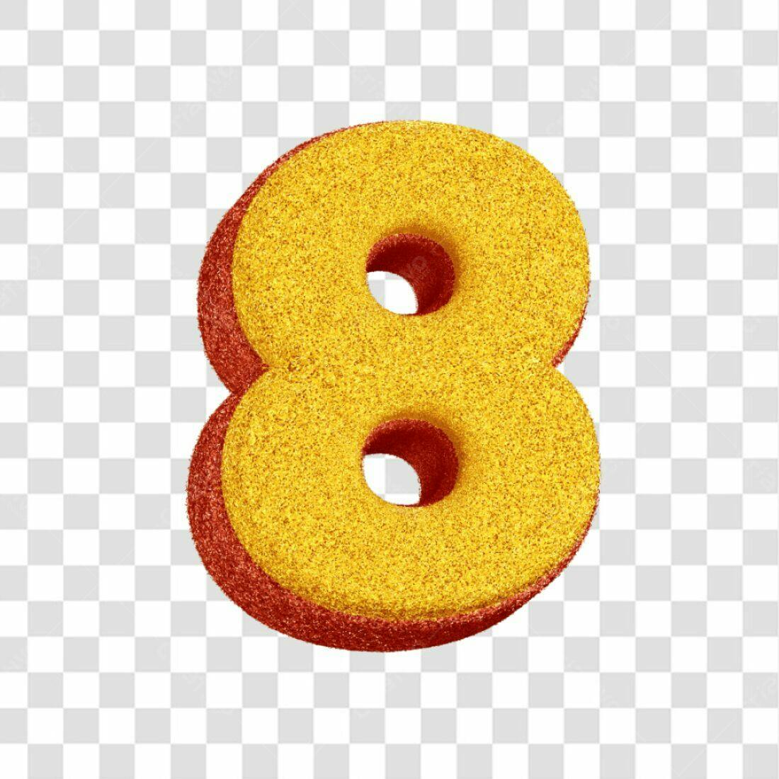 Icone Número 8 dourado e vermelho PNG com fundo transparente