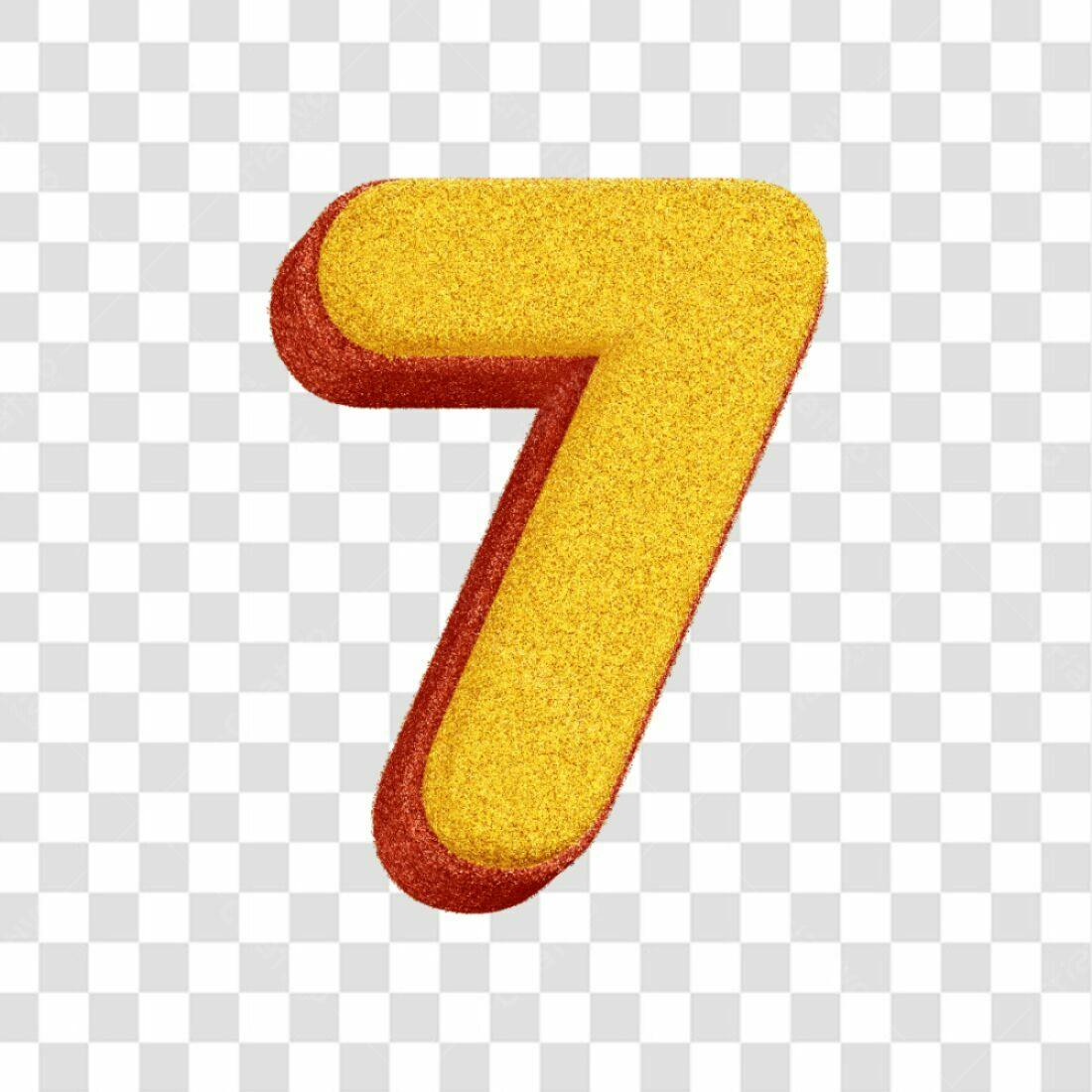 Icone Número 7 Dourado e Vermelho PNG com fundo transparente