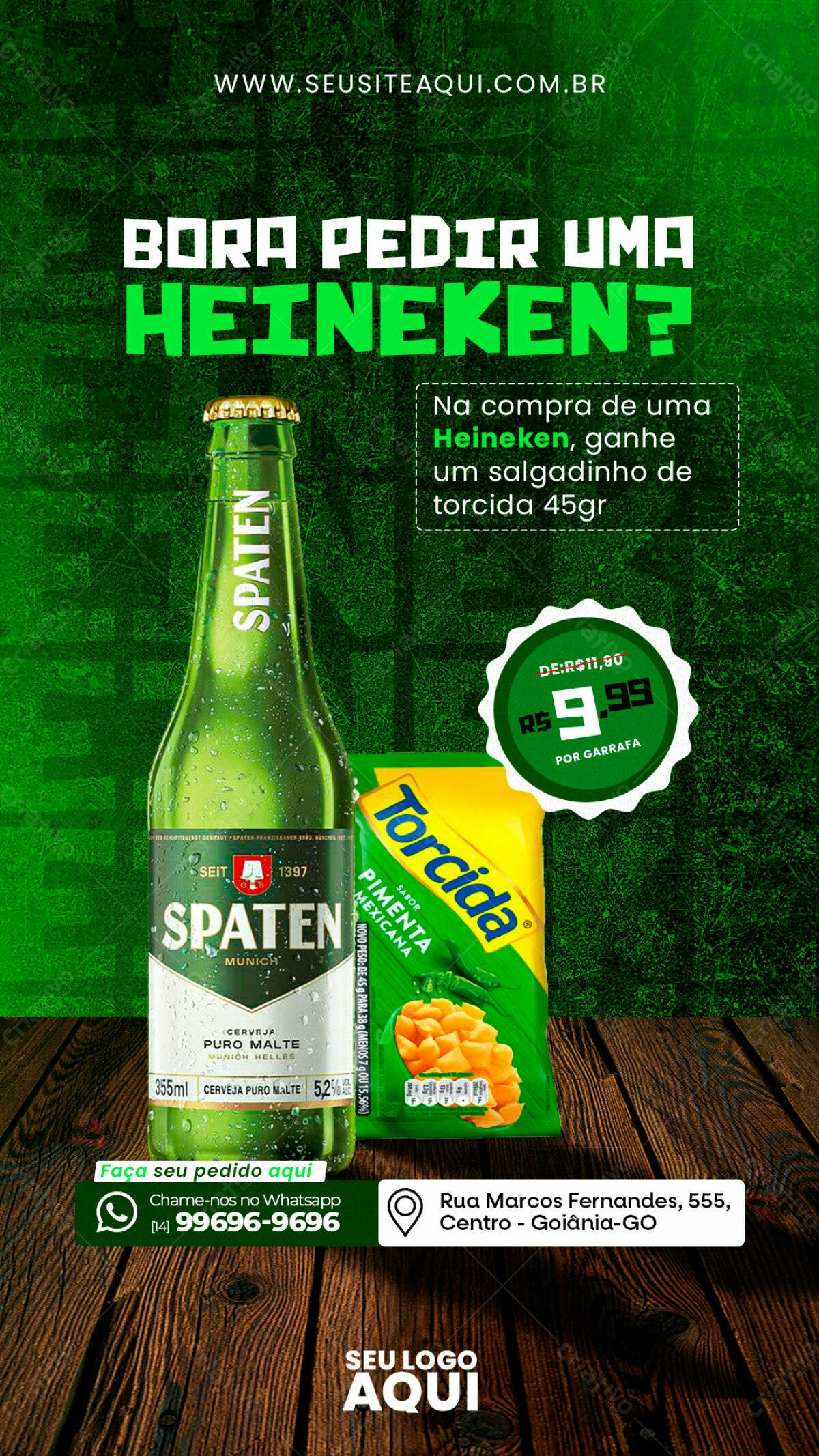 Flyer Heineken com Salgadinho PSD Editável