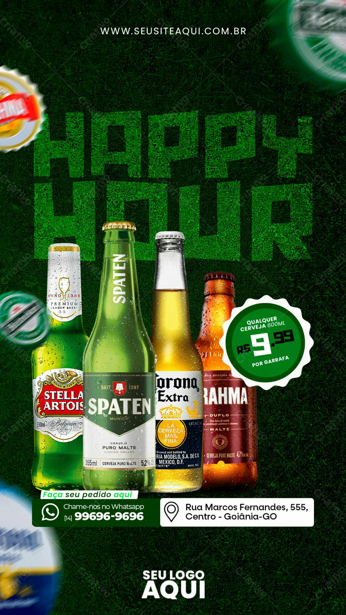 Flyer Happy Hour Cervejas PSD Editável