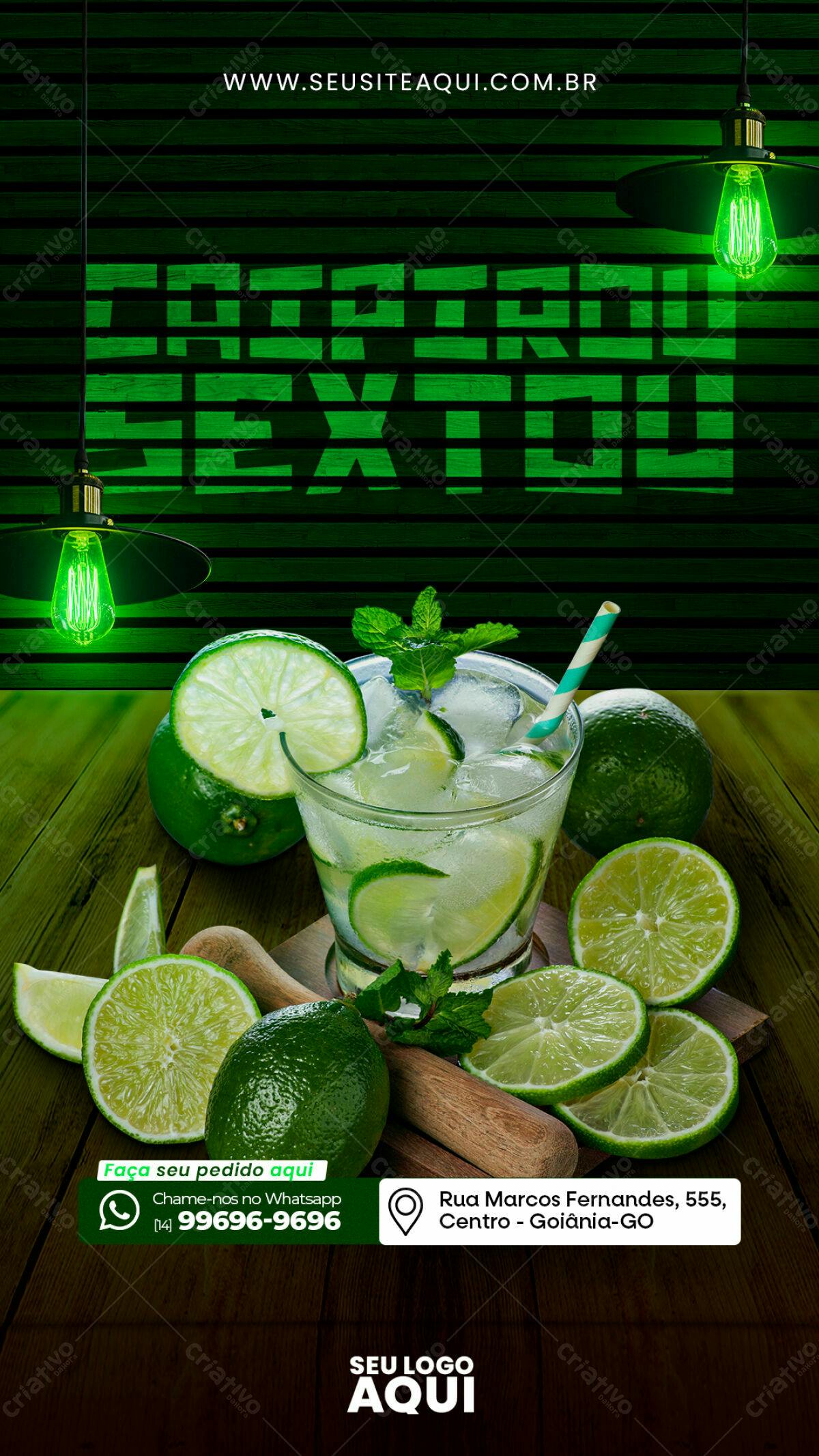 Flyer para Caipirinha PSD Editável