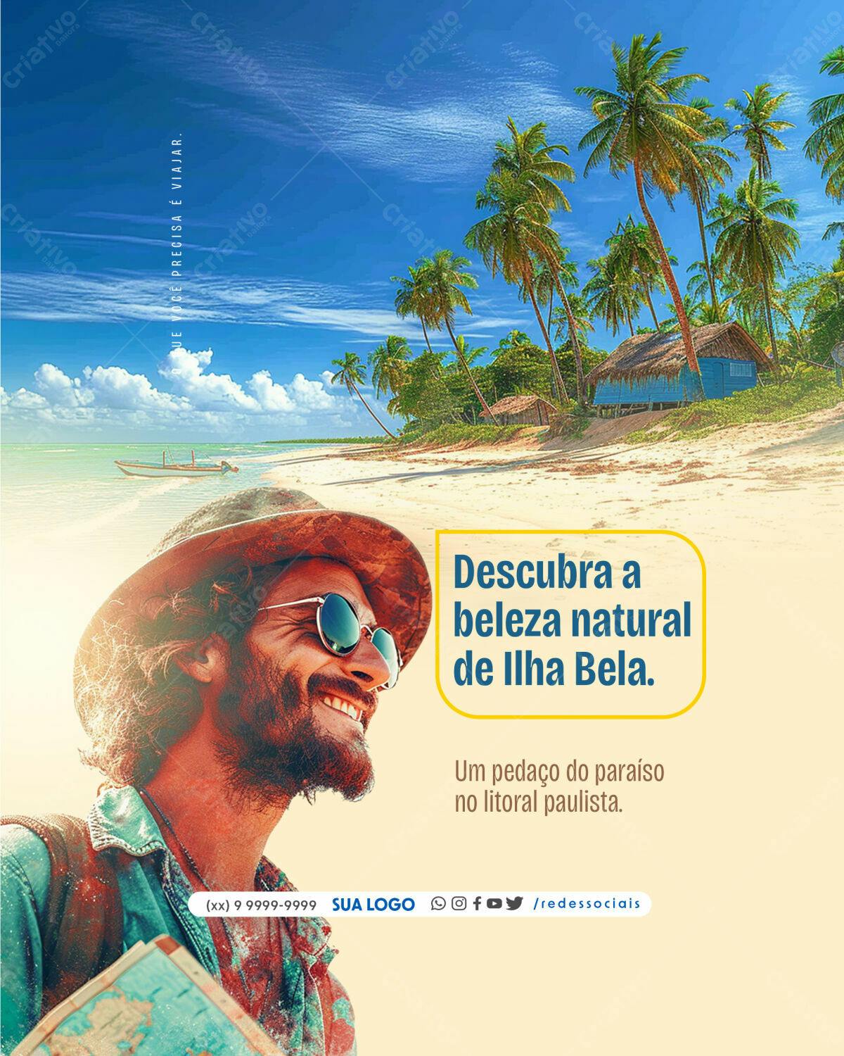 Flyer para Turismo em Ilha Bela PSD Editável