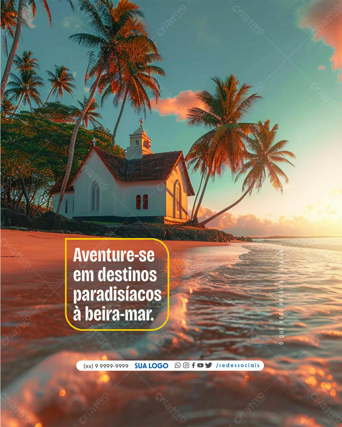 Flyer para Viagem Paradisiaca à Beira-Mar PSD Editável