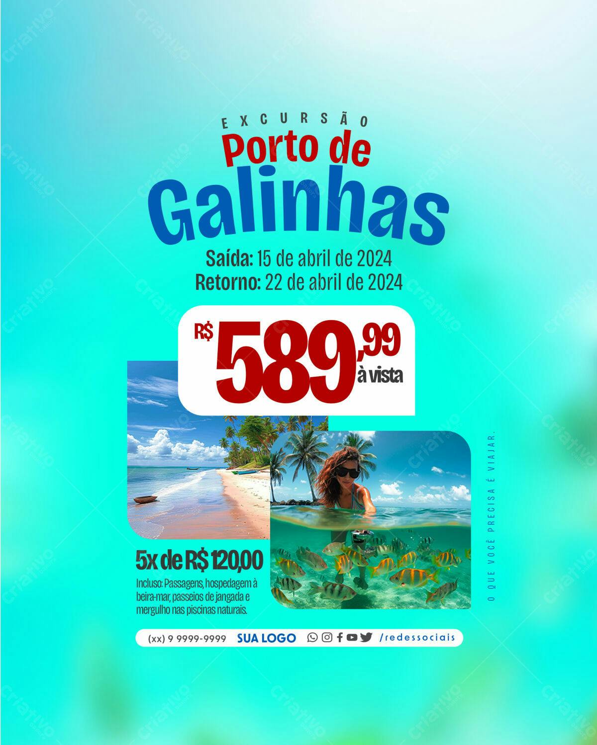Flyer Excursão Porto de Galinhas PSD Editável